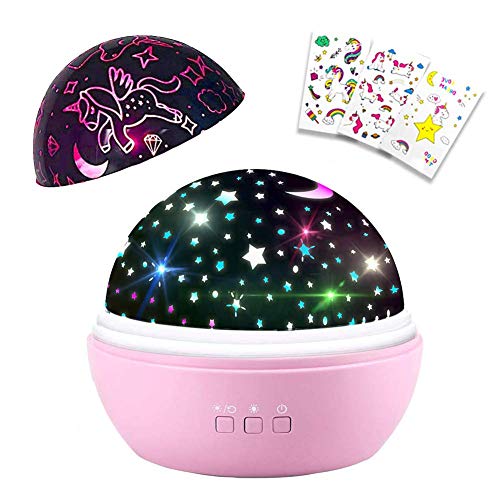 Kids Unicorn Night Light & Star Projector Light | Children's Bedroom | Pink