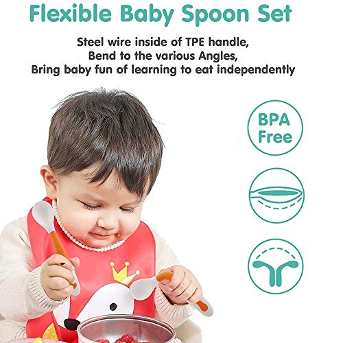 Pink Unicorn Silicone Bib for Babies & Toddlers | Waterproof with Training Spoon