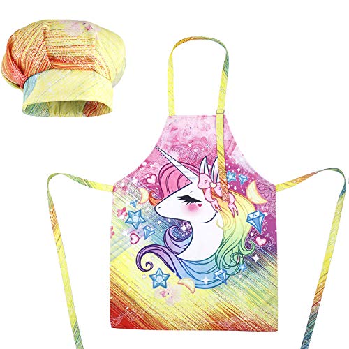 Rainbow Unicorn Apron & Chef Hat For Kids | Baking | Painting | Cooking