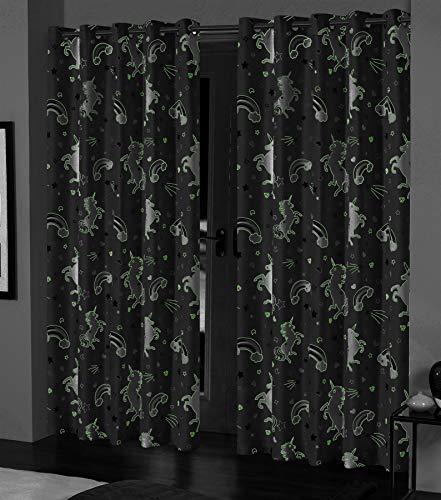 Unicorn Glow In The Dark Curtains | Pink