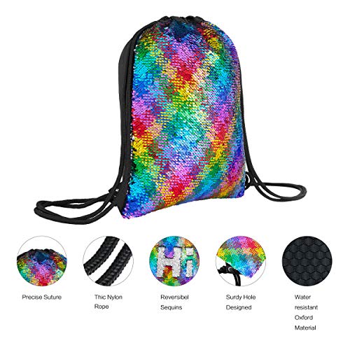 Rainbow Sequin Drawstring Bag | Perfect For PE Kit, Swimming Bag
