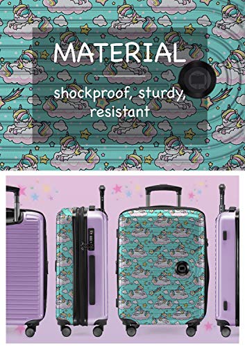 Hard Shelled Unicorn Lilac & Turquoise Suitcase