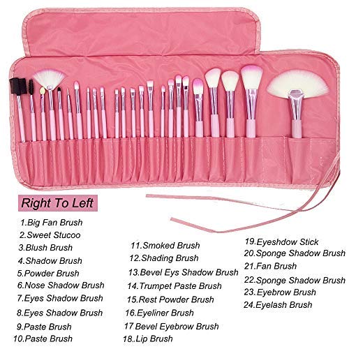 Hot Pink Unicorn Make Up Brush Set with Case 24pcs
