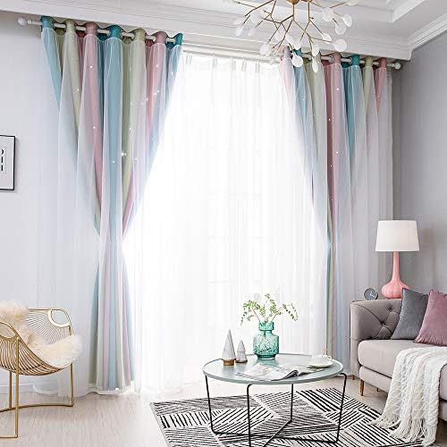 Star Cut Out Curtains | Rainbow Coloured | Blackout