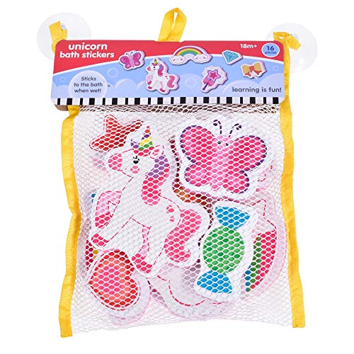 16 Piece Unicorn Bath Toys In Hanging Bag