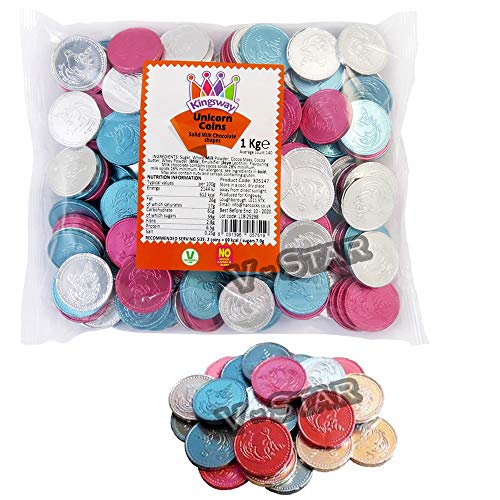 Unicorn Chocolate Coins - 1kg Bag Approx 140 Pcs,