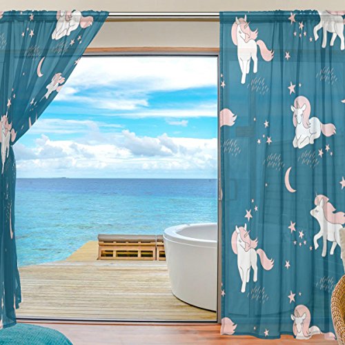 Unicorn Sheer Teal Curtains 