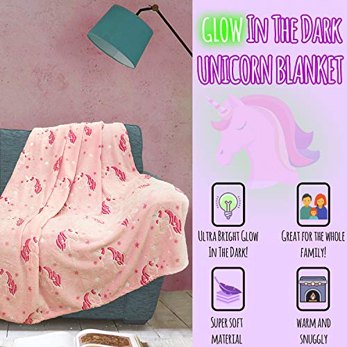 Soft Fleecy Pink Glow In The Dark Blanket 