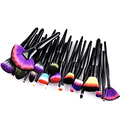 Rainbow Make Up Brush Set Black Multi Coloured