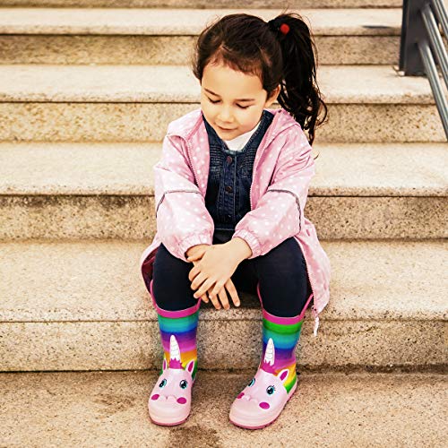 Girls Non-Slip Rubber Rain Boots | Multicolor | Rainbow Unicorn