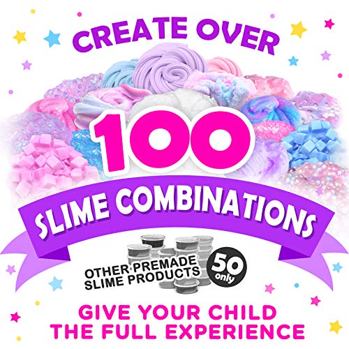 Unicorn Slime Kit Supplies Stuff for Girls Making Slime [Everything in One Box] Kids Can Make Unicorn, Glitter, Fluffy Cloud, Foam Putty, Pink