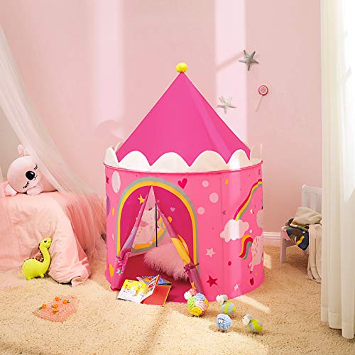 Kids playroom pop up tent play house pink