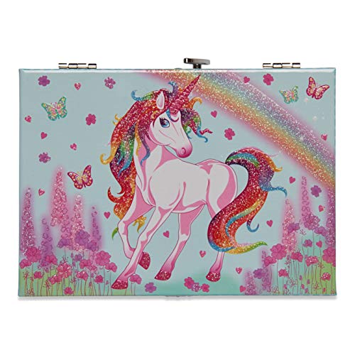 Rainbow Unicorn Glitter Jewellery box for girls 