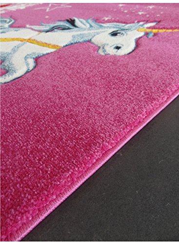 Unicorn Castle - Kids Bedroom Rug Mat, Hot Pink, 60 x 110 cm