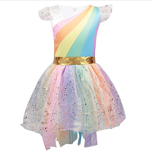 Pretty Rainbow Unicorn Girls Dress