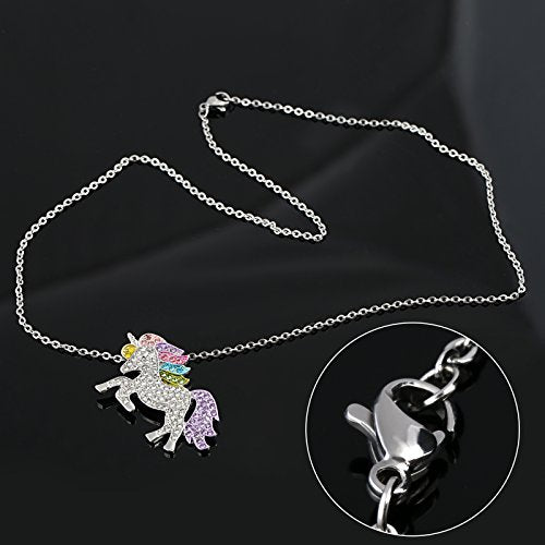 Rainbow Unicorn Necklace Crystals