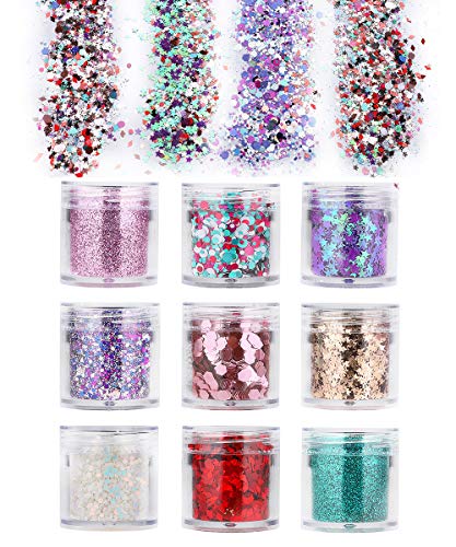 Unicorn Glitter Chunky Glitter Festival Cosmetic Glitter Body Glitter Sparkling Decoration Glitter for Hair and Nails
