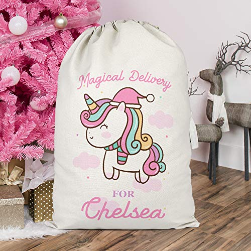 Pink Personalised Unicorn Christmas Sack
