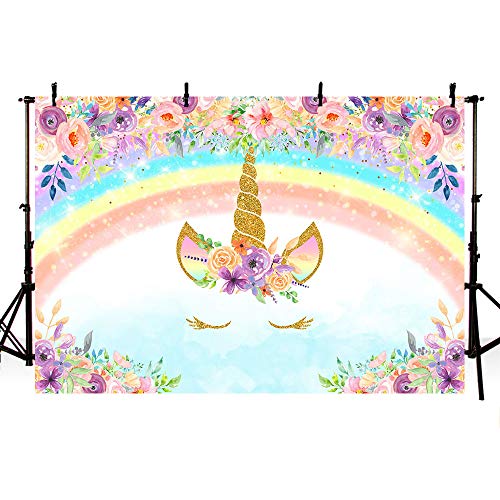 Rainbow Unicorn Photo Studio Booth Background | Cake Smash, Birthday Party, Baby Shower | 7 x 5ft