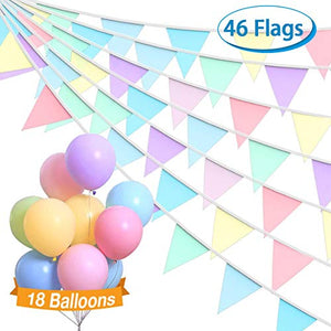 Macarons Unicorn Fabric Bunting + 18 Pastel Balloons | Unicorn Party Decorations 