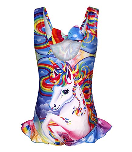 Rainbow multicoloured unicorn swimming costume children 