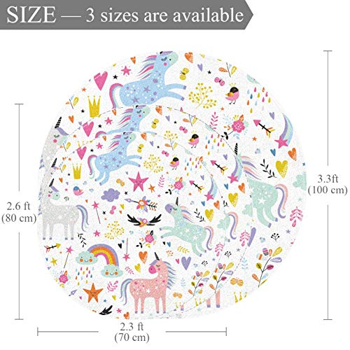 Unicorns Round Floor Mat | Washable Rug | Multi Coloured