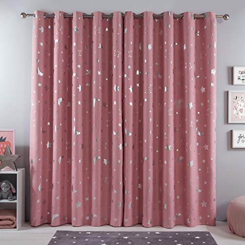 Moon & Stars Pink Curtains | Blackout