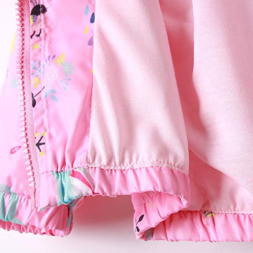 Unicorn, Rainbow, Stars | Hooded Jacket Waterproof | Windbreaker Coat | Girls | Pink