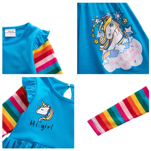 Born To Be A Unicorn Dress For Girls | Blue 