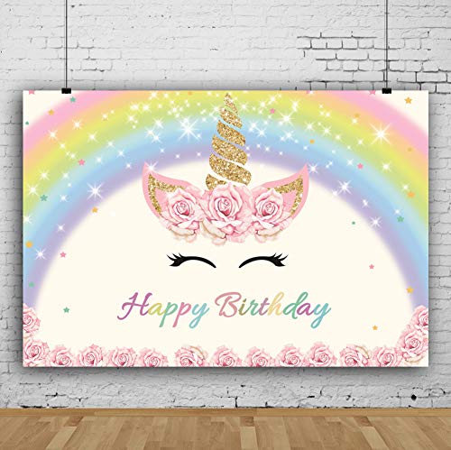 Unicorn Photography Backdrop Pastel Rainbow