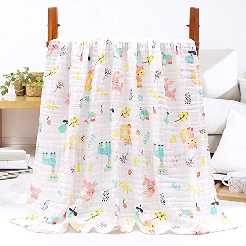 Multi- Coloured Unicorn Print Muslins Swaddle Blanket for Newborn/Baby (110 x 108 cm,Rainbow Unicorn)