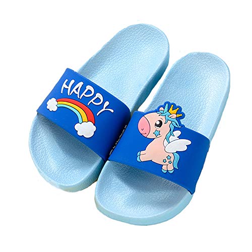 Unicorn unisex blue sliders poos shoes rainbow