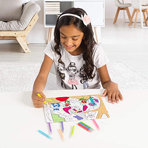 Jigsaw Puzzles for Kids with Unicorn & Mermaid Designs- with Markers + a Bonus Pencil Case! Great Girl Gift