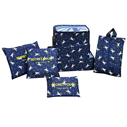 Unicorn Themed 7 Pack Luggage Organiser Set | Travel Organisers
