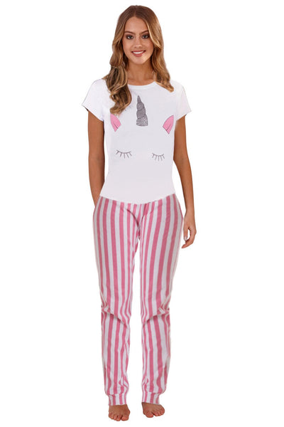 Loungeable Womens Pink Unicorn Pyjama Set - Size - Medium