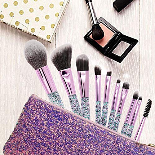 Glittered Unicorn Make Up Brush Set With Make Up Bag