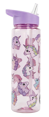 unicorn drinks water bottle - fringoo kids lilac
