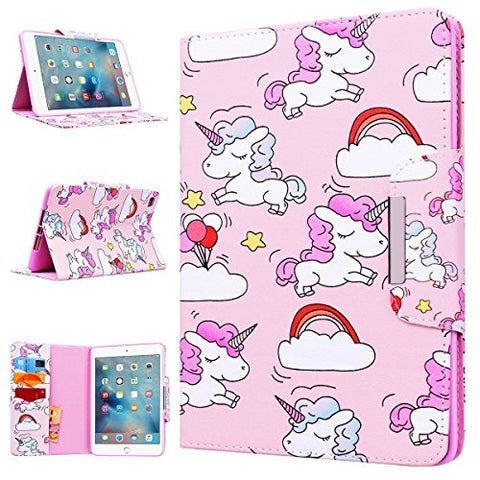 iPad Mini 1, 2, 3, 4 Case | Leather | Cute Unicorn Design | Pink
