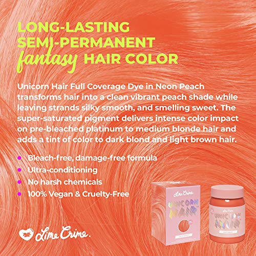 Lime Crime Unicorn Semi-Permanent Hair Color, Neon Peach, 200 ml,816652020101