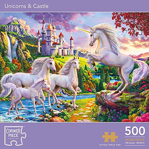 Unicorns & Castle | Jigsaw 500 Pieces | Premium Quality | Corner Piece Puzzles