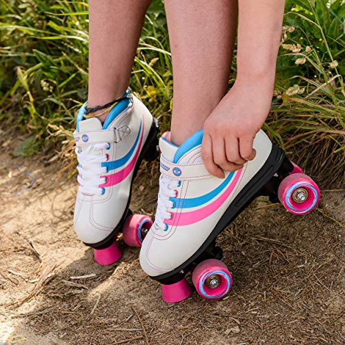 Kids Roller Skates | Retro | White, Pink, Blue 