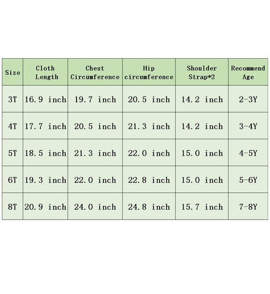 unicorn size chart
