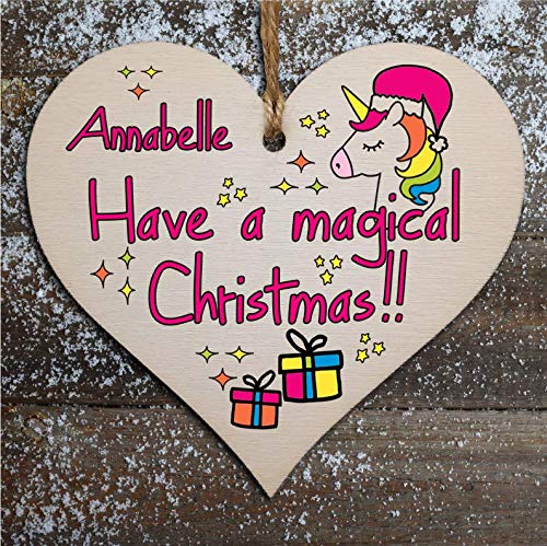 Personalised Christmas Tree Bauble - Wooden Heart Plaque Decoration Gift
