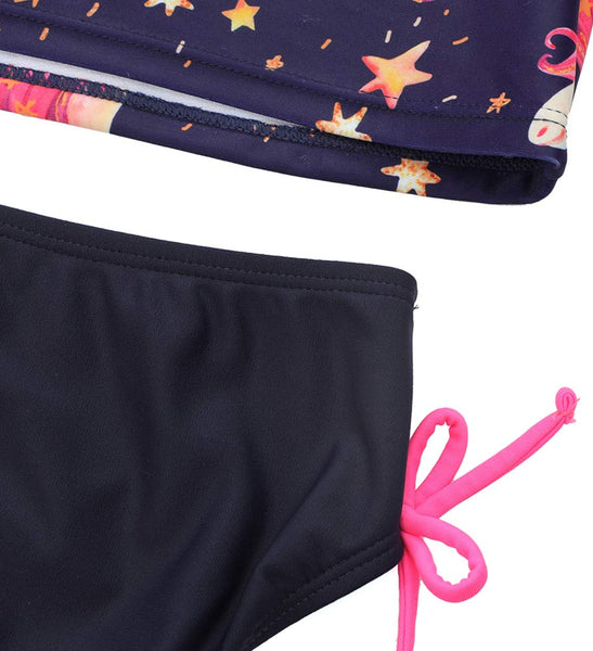 Girls Unicorn Bikini Two Pieces Tankini Set Swimming Costume Cute Unicorn Printed (6-14 Years)