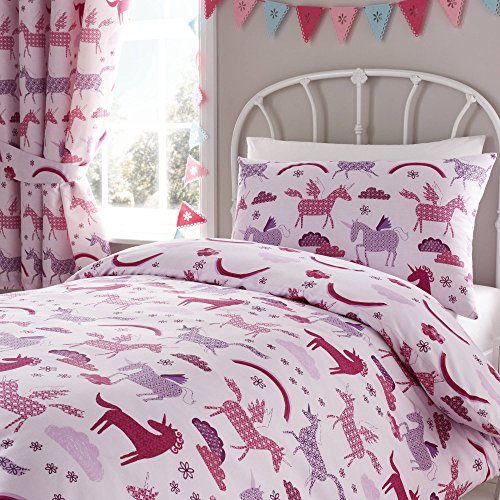Unicorn Pink Girls Fully Lined Pencil Pleat Curtain Set 66" x 72"