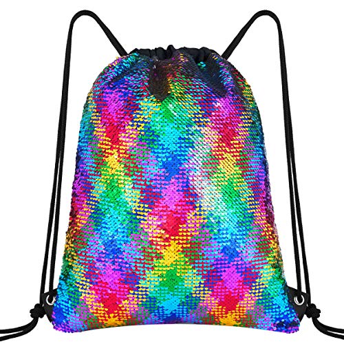 Rainbow Sequined Drawstring Bag 