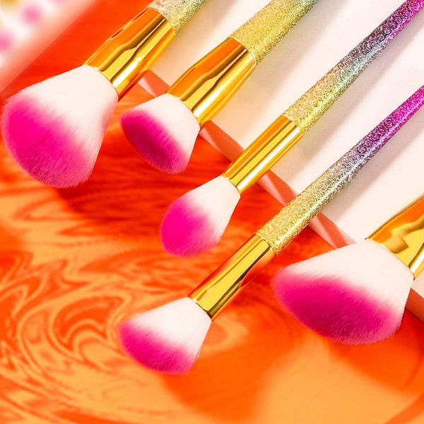Fantasy Unicorn Make up Brush Set Foundation Blending Blush Concealer Eye Shadow Cruelty-Free Synthetic Face Liquid Powder Cream Cosmetics Brushes with Rainbow Box