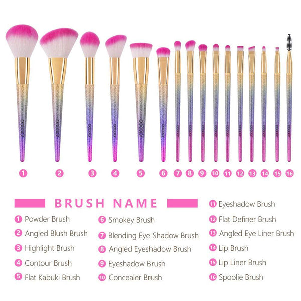 Fantasy Unicorn Make up Brush Set Foundation Blending Blush Concealer Eye Shadow Cruelty-Free Synthetic Face Liquid Powder Cream Cosmetics Brushes with Rainbow Box