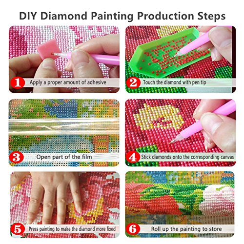 DIY 5D Diamond Painting by Number Kit, Full Drill White Unicorn Embroidery Cross Stitch Arts Craft Canvas Wall Decor