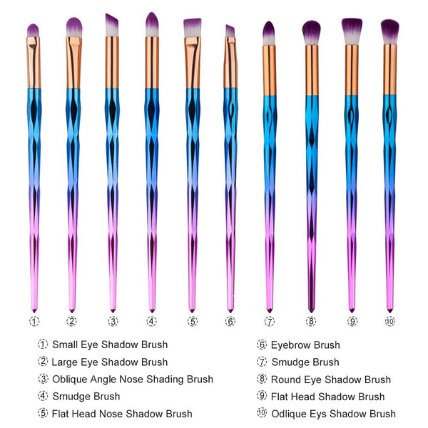 Unicorn Make Up Brushes - Purple Set of 10